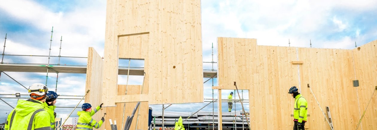 Projekt Lagerkransen i Lund med stomme i KL-trä