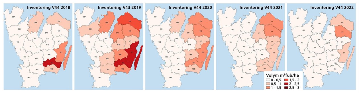 Utveckling granbarkborreskador 2018-2022