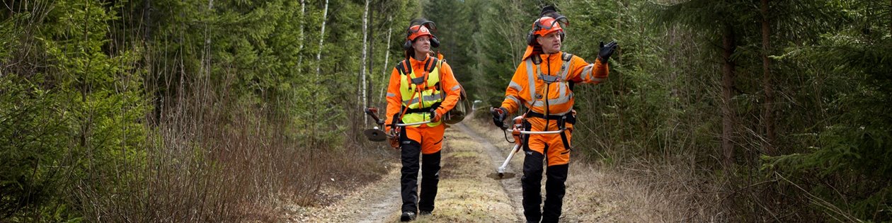 Röjning av skog av Södra-medlemmen Karl-Eric Johansson och dottern Ellen Johansson.