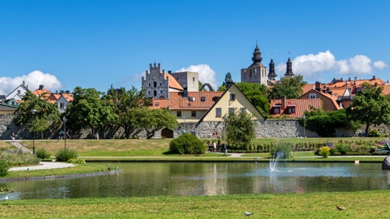 Beautiful Almedalen park in the summer, Visby Gotland island